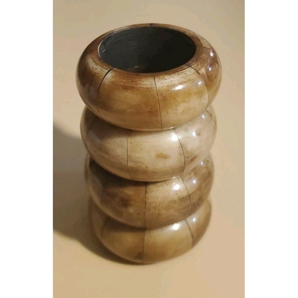 Set of 4 Vintage Segmented Bone Napkin Rings Mid Century Modern Boho